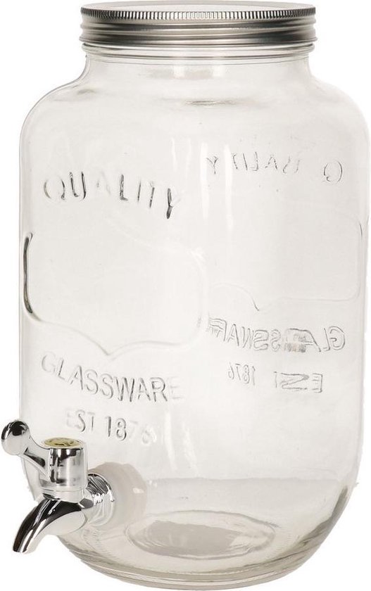 Glazen drank/water dispenser/limonadetap met kraantje 3 liter -  Drankdispensers | bol.com