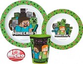 MINECRAFT ontbijtset - dinner set - bord, kom en beker - micro