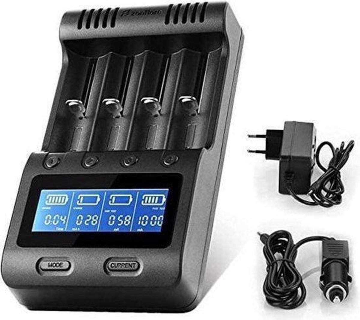 ZNFLR C4 Batterijlader - LCD Scherm - NiMHA, AA, AAA - 18650, 26650, 26500 Etc. - Intelligente Batte