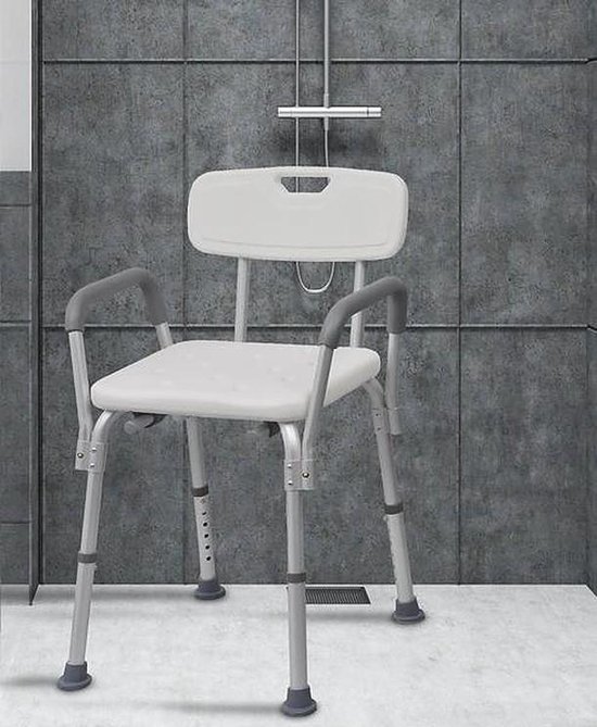 Douchestoel met afneembare rugleuning en armleuningen Lichtgewicht en in hoogte...