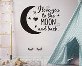 Love You To The Moon And Back Muursticker Behang Quotes Modern Home Decor Decoratief Vinyl Verwijderbare Kamer decoratie