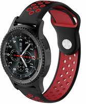Siliconen Smartwatch bandje - Geschikt voor  Samsung Galaxy Watch sport band 46mm - zwart/rood - Horlogeband / Polsband / Armband