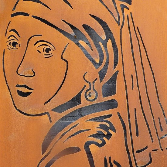 Tuindecoratie- Schilderij-Cortenstaal - Tuinaccessoires - Meisje met de parel van Vermeer - Atelier Zo-terug