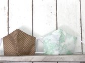 MixG | Mondkapje / Mondmasker (2 stuks) | Barok Mintgroen en Bruin | Dames