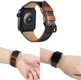 Geschikt voor Apple Watch bandje 42 / 44 / 45 mm - Series 1 2 3 4 5 6 7 SE - Smartwatch iWatch horloge band - 42mm 44mm 45mm - Fungus - PU Leer - Bruin - Contrast