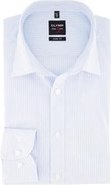 OLYMP Level 5 body fit overhemd - lichtblauw met wit gestreept - Strijkvriendelijk - Boordmaat: 41
