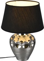 LED Tafellamp - Tafelverlichting - Trion Lunda XL - E27 Fitting - Rond - Mat Zilver - Keramiek - BSE