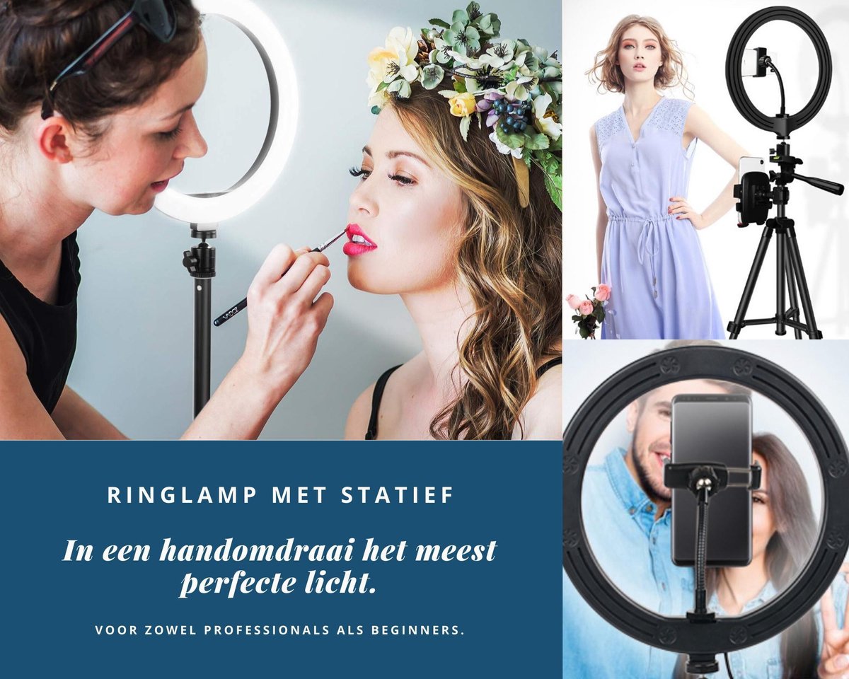 GVM Led-ringlamp met statief, 3200K-5600K, dimbaar, 3200K-5600K, led- ringlicht met bluetooth-bediening, selfie, videolicht voor make-up, fotografie, interview, vlog, streaming, Titok, YouTube-portret GVM Led-ringlamp met statief, 3200K-5600K, dimbaar, 3200K-5600K, led- ringlicht met bluetooth-bediening, selfie, videolicht voor make-up, fotografie, interview, vlog, streaming, Titok, YouTube-portret