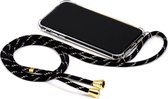 Feeling Peachy Telefoonhoesje met Koord Black & Gold - Telefoonhoesje met koord iPhone XR - Telefoonkoord - Backcover met koord -  Hoesje met Koord - Ketting Koord Telefoon - Trans