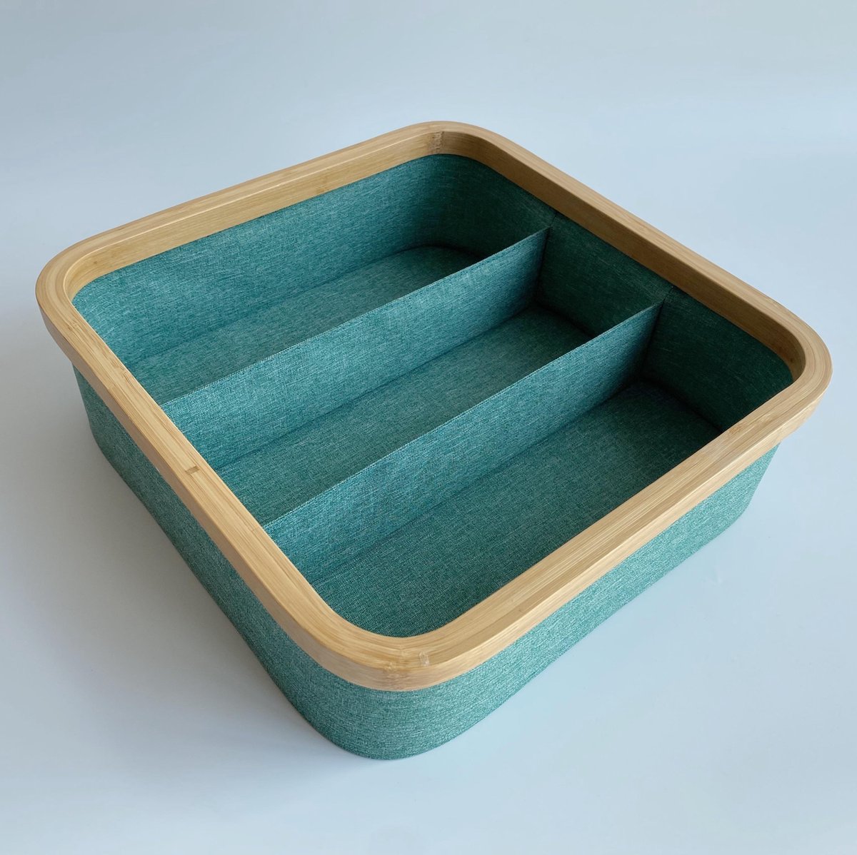 Opbergmand | Kastorganizer | Opberger | Bamboe frame | 30x30x9cm | Groen | 3 Vaks