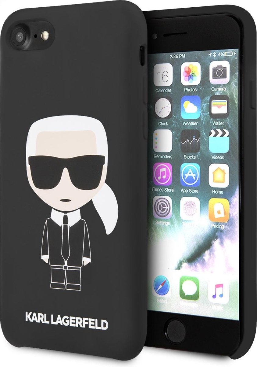 Zwart hoesje van Karl Lagerfeld - Backcover - iPhone 7-8 iPhone SE2 2020 - Saffiano Iconik