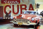 Wandbord - Viva Cuba Red Car