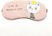 Slaapmasker/oogmasker met warm - koud gel - Night Cat roze