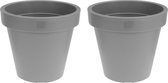 Set van 2x stuks grijze bloempotten/plantenpotten 35 cm  - Woonaccessoires/decoratie - Bloempotten/plantenpotten voor binnen en buiten