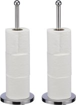 2x RVS wc/toiletrol houders 42 cm - Badkamer/toilet benodigdheden - Toiletpapier/wcpapier houders