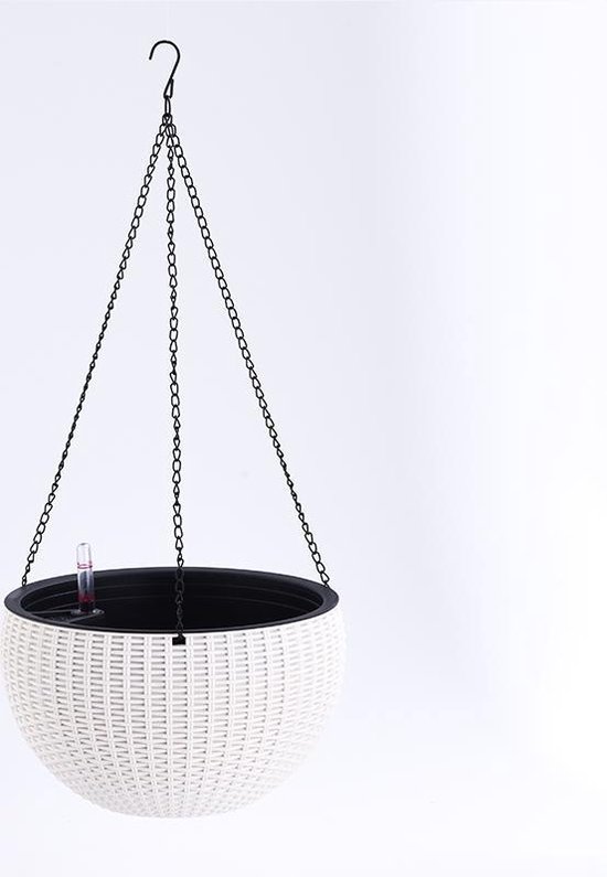 jardinière suspendue avec réservoir et indicateur d'eau_blanc