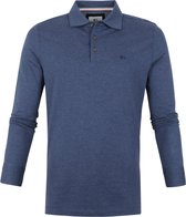 Giordano - Long Sleeve Polo Luke Signature Blauw - XL - Modern-fit