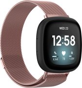 Milanees Smartwatch bandje - Geschikt voor Fitbit Sense Milanese band - roze - Maat: L - Strap-it Horlogeband / Polsband / Armband