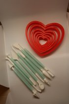 Modeleer Sticks - Bak Gerei Set - Bak Spullen - Taart Versiering Benodigdheden - Uitsteek Vormen Hart -Voor Marsepein - Voor Fondant