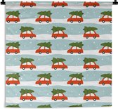 Tenture murale - Nappe murale - Noël - Sapin de Noël - Neige - 90x90 cm - Tapisserie murale
