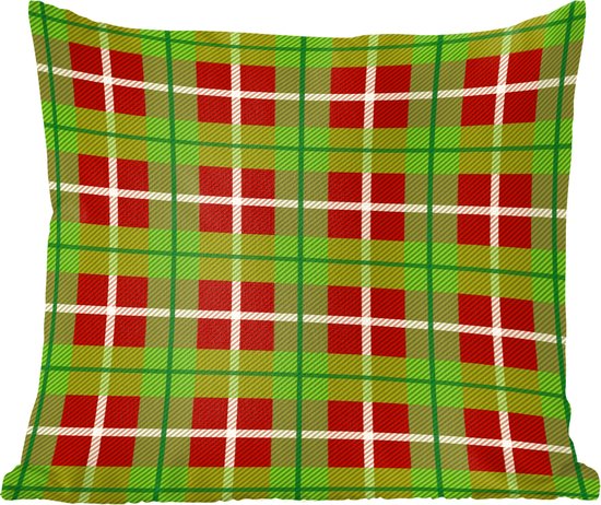 Sierkussens - Kussentjes Woonkamer - 60x60 cm - Kerst - Plaid - Groen - Rood - Schotse ruit - Kerstversiering - Kerstdecoratie voor binnen - Woonkamer