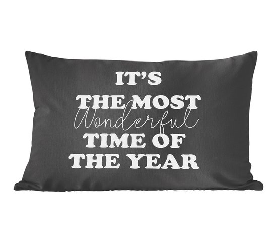 Sierkussens - Kussentjes Woonkamer - 60x40 cm - It's the most wonderful time of the year - Spreuken - Quotes - Kerst - Kerstversiering - Kerstdecoratie voor binnen - Woonkamer