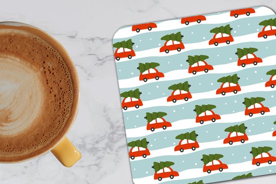 Sous- Sous-verres - Noël - Sapin de Noël - Neige - 10x10 cm - 6 pièces