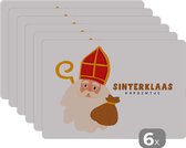 Placemat kinderen - Placemat - Placemats kunststof - Sinterklaas - Quotes - Sint - Sinterklaas kapoentje - Kinderen - Jongens - Meisjes - Kindje - 45x30 cm - 6 stuks - Hittebestendig - Anti-Slip - Onderlegger - Afneembaar