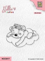NCCS017 Nellie Snellen Clearstamp - Nellie's Cuties In dreamland - slapend beertje op wolk - engeltje - meisje - geboorte