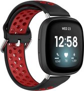 Siliconen Smartwatch bandje - Geschikt voor  Fitbit Versa 3 sport band - zwart/rood - Maat: S - Strap-it Horlogeband / Polsband / Armband