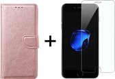 iPhone 7/8 Plus hoesje bookcase rose goud apple wallet case portemonnee hoes cover hoesjes - 1x iPhone 7/8 Plus screenprotector