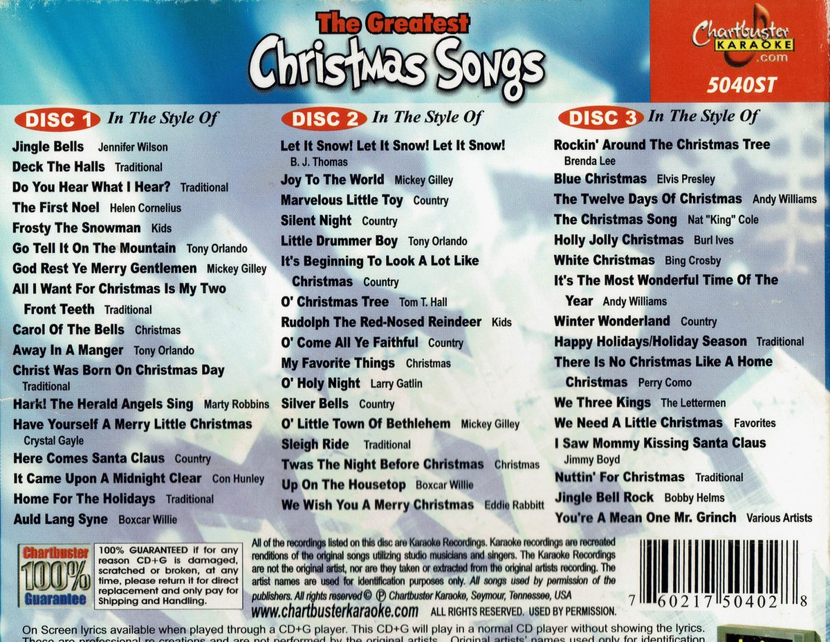 Karaoke Christmas Songs, Karaoke CD (album) Muziek