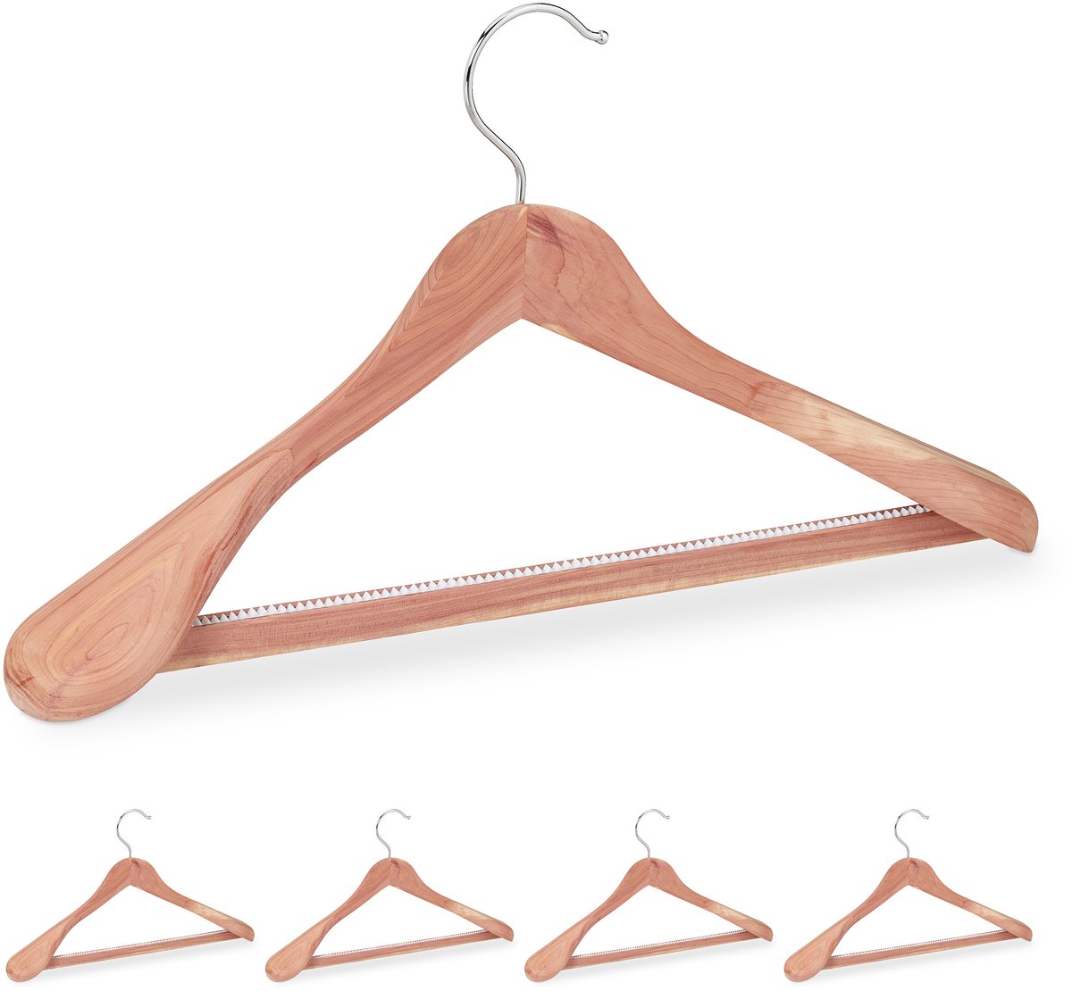 kledinghangers cederhout - 5 stuks - anti motten - 45 cm - antislip - broeken