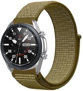 Nylon Smartwatch bandje - Geschikt voor  Samsung Galaxy Watch 3 - 45mm nylon band - olijf - Strap-it Horlogeband / Polsband / Armband