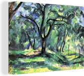 Canvas Schilderij In het bos - Schilderij van Paul Cézanne - 120x90 cm - Wanddecoratie