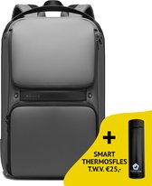 Bange Rugtas - 15,6 inch - Laptop Rugzak  - USB-aansluiting - Waterafstotend - Zwart - Incl. Smart Thermosfles