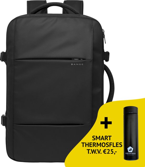 Rimbaly Laptoprugzak, waterafstotend en schokbestendig, USB-aansluiting, uitbreidbaar, antraciet, ideaal voor business, school/universiteit, dames- en herenrugzak., Zwart – antraciet., 17,3 Zoll
