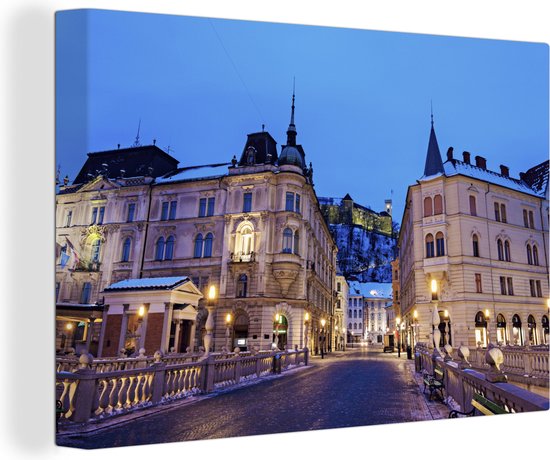 Tableau sur toile Le Triple Pont à Ljubljana - 140x90 cm - Décoration murale Art