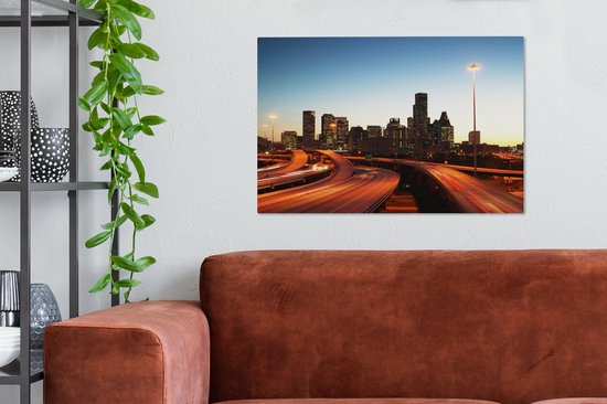 Tableau sur toile Soirée - Houston - Highway - 90x60 cm - Décoration murale
