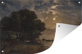 Tuindecoratie Zeelandschap in de avond - schilderij van Alexandre Calame - 60x40 cm - Tuinposter - Tuindoek - Buitenposter