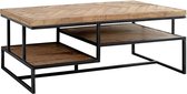 OHNO Furniture Rea Koffietafel/ Salontafel - Tafel, Acaciahout, RVS, Zwart, Industrieel