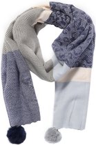 Warme Sjaal - Panter en Pompon - 185x60 cm - Blauw Multi