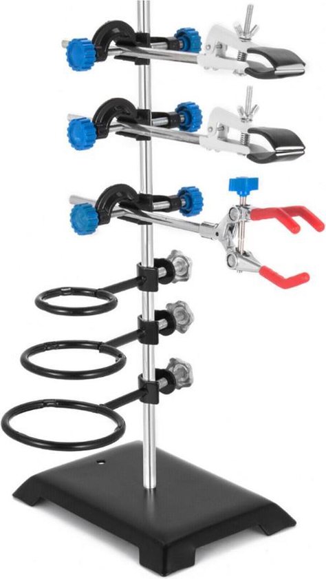 VEVOR Laborständer 60 cm laborstativ Set, Laborständer Halterungen Labor Unterstützung Edelstahl & Gusseisen stativmaterial eingestellbar für Labor Experiment Chemie Physikalische Forschung
