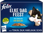 Felix Elke Dag Feest Vis Selectie in Gelei - Kattenvoer natvoer - Tonijn, Zalm, Kabeljauw, Schol - 48 x 85g