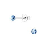 Joy|S - Zilveren ronde oorbellen - 3 mm oorknopjes - kristal licht blauw