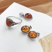 Unieke- zilveren ring -met edelsteen - van Amber-maat 17