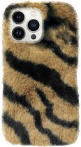 ADEL Siliconen Back Cover Softcase Hoesje Geschikt Voor iPhone 13 Pro Max - Luipaard Fluffy Bruin