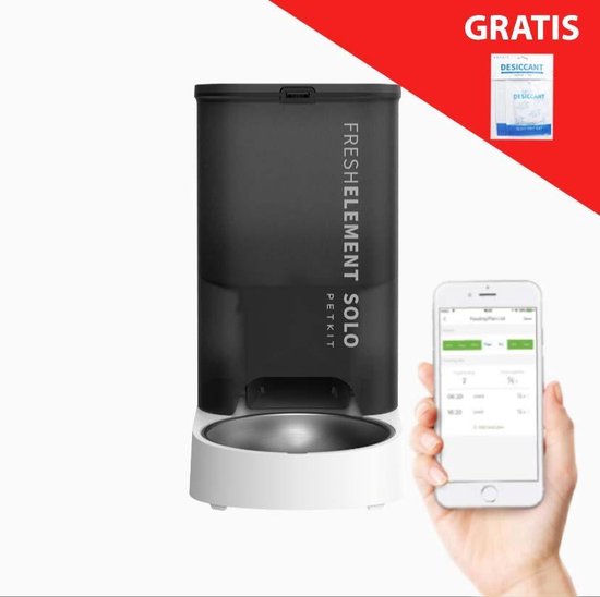 PETKIT® Fresh Element SOLO ZWART – Automatische voerbak kat – Smart en Vershoudend – Voerautomaat Kat en Hond – Instelbaar Voedingsschema – Automatische Voerbak Met App – 3L –Geschikt voor Katten, Kleine tot Middelgrote Honden