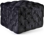 Lucy's Living fluwelen poef ANNA Black - L63 x B63 x H44 cm - velvet - zwart - goud - metaal - poef - kruk - krukje - wonen - stoelen