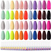 Makartt |  24 stuks lente kleuren gel nagellak kit | glanzende gel| Incl. top &  basislaag